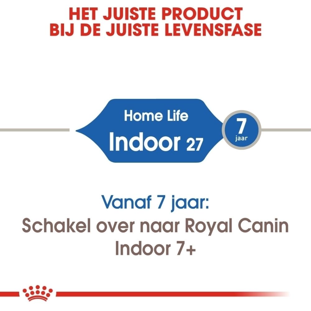 Royal Canin Home Life Indoor 27 voer voor katten vanaf 7 jaar.
