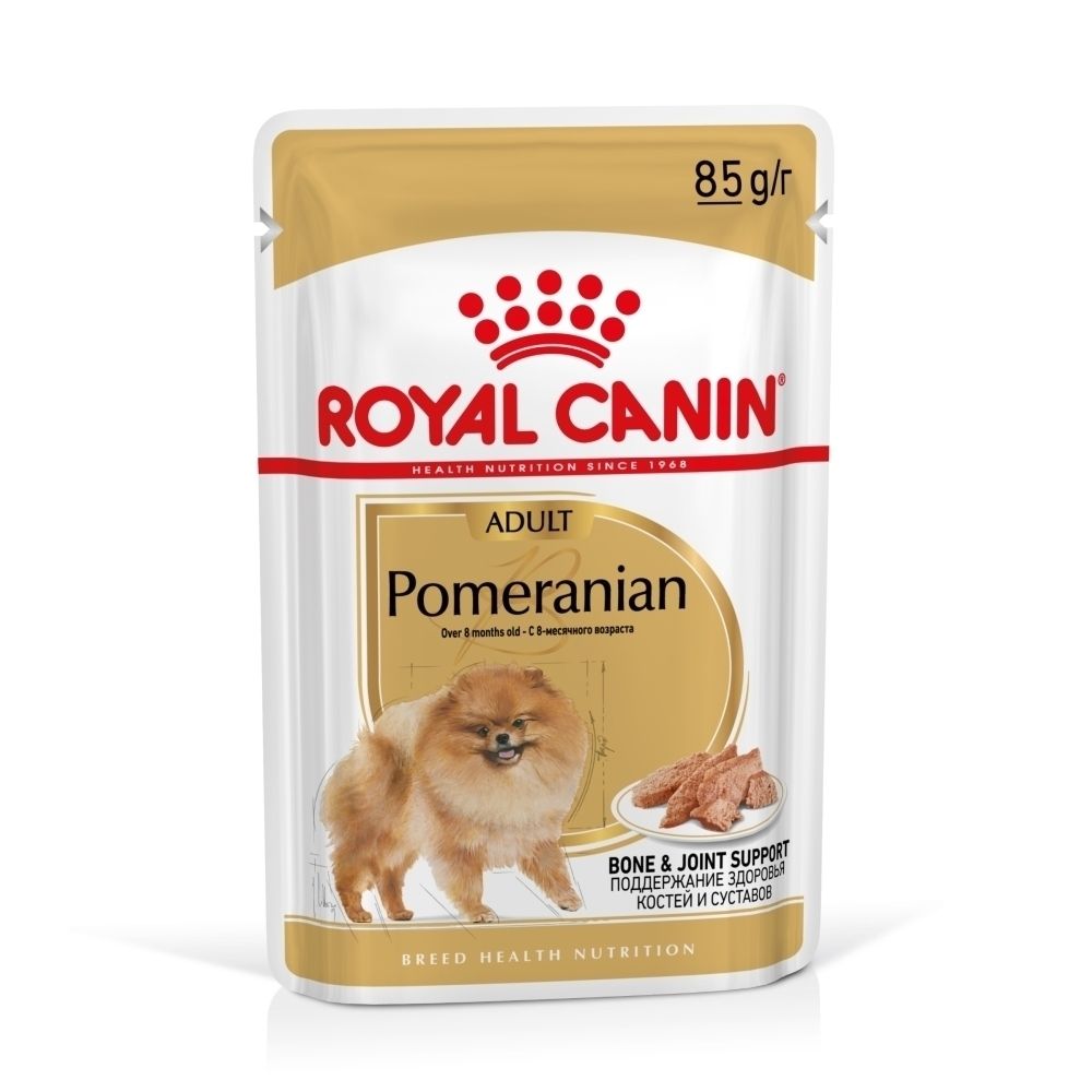 Royal Canin Adult Pomeranian voerzakje, 85g. Bot- en gewrichtsondersteuning.