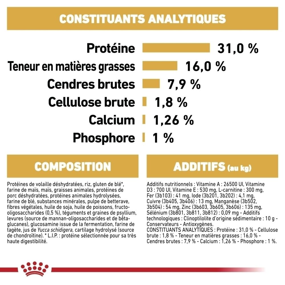 Illustration d'un chiot Rottweiler avec indications de taille, par Royal Canin.