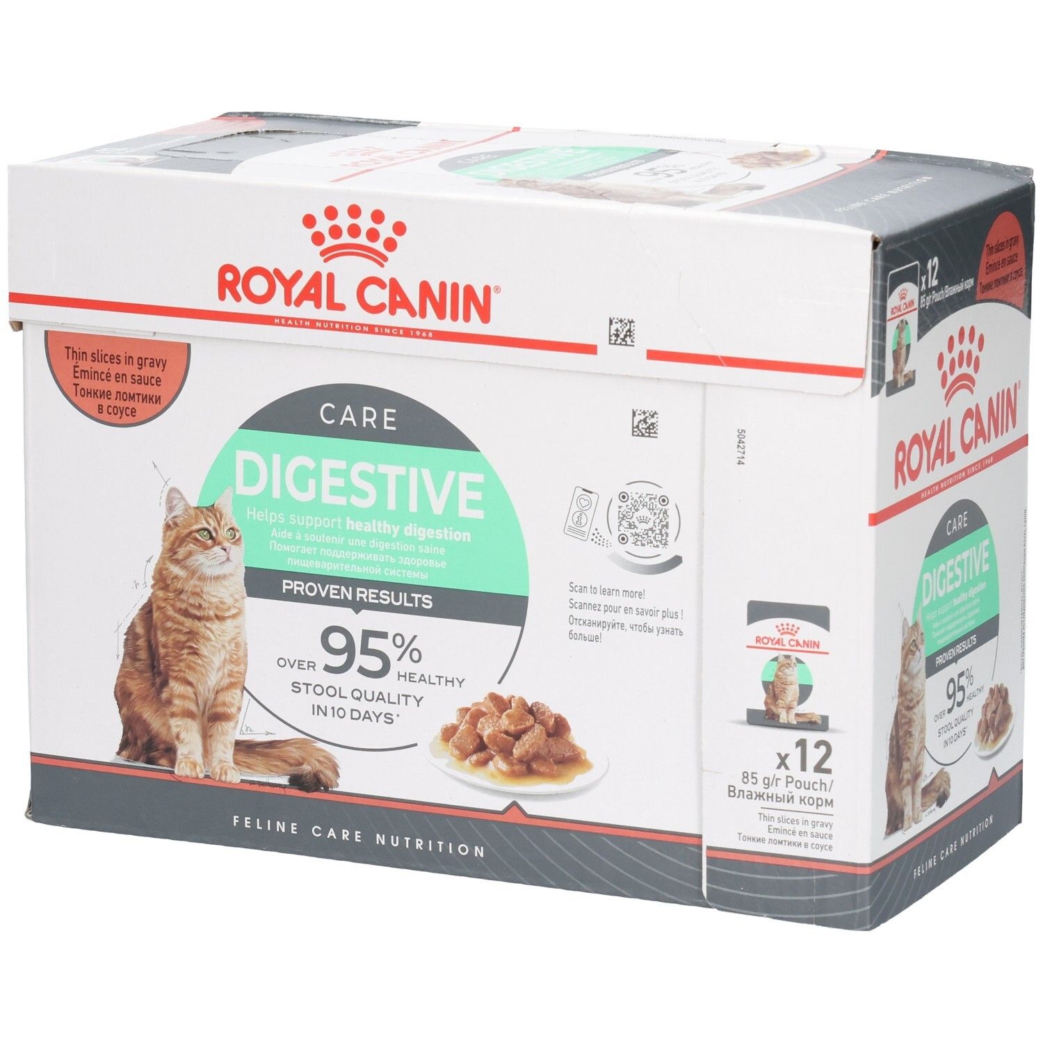 Royal Canin Feline Digestive Care Multipack : 12 sachets de 85g en sauce pour chats.
