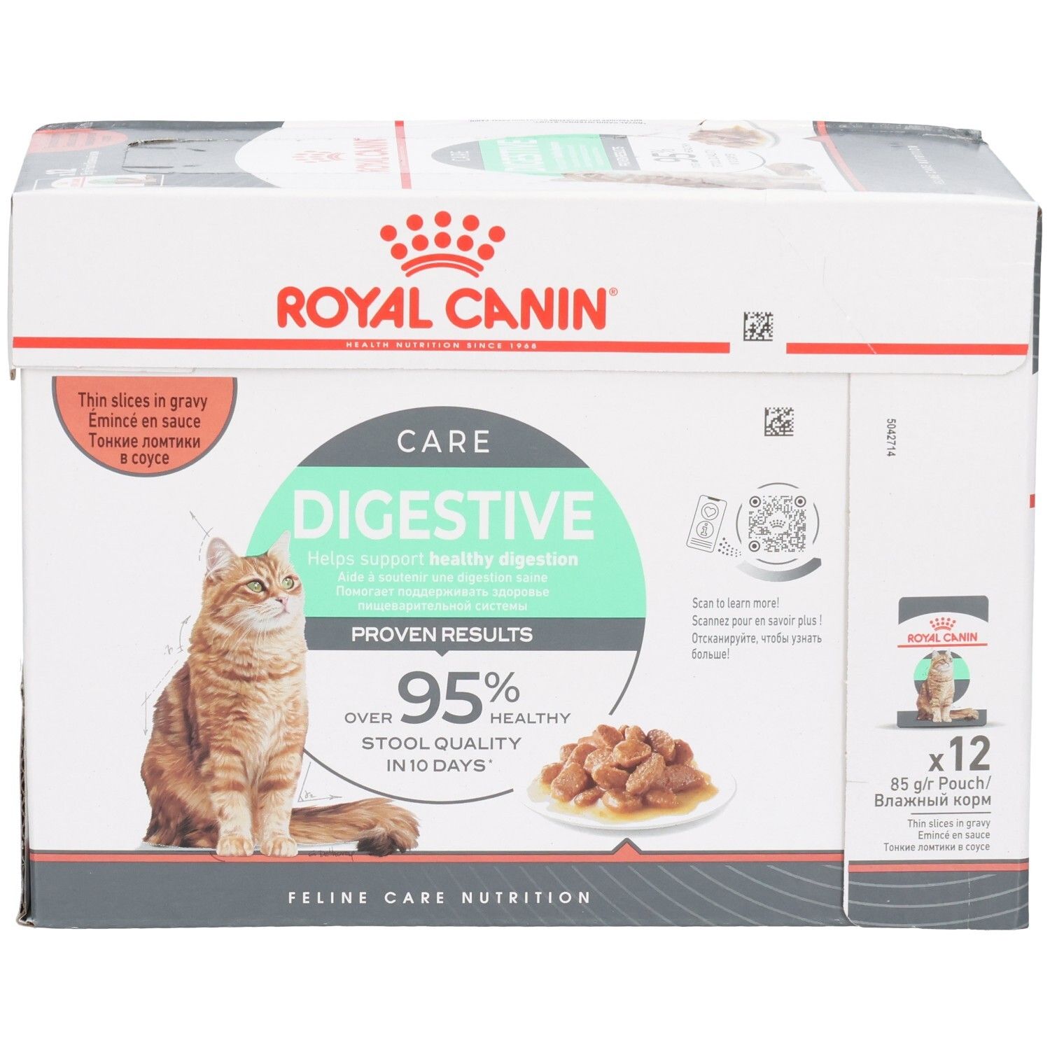 Royal Canin Feline Digestive Care Multipack : 12 sachets de 85g en sauce pour chats.