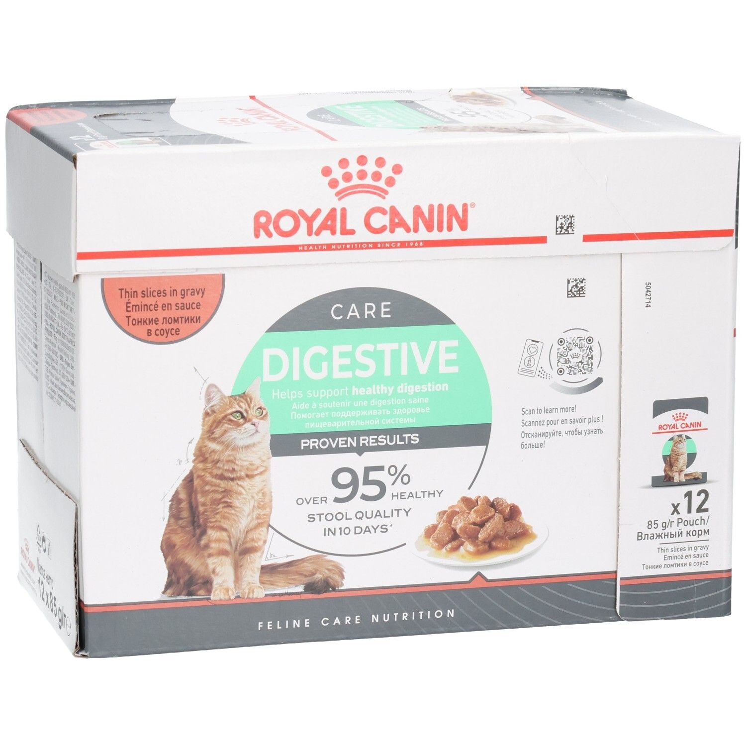 Royal Canin Feline Digestive Care Multipack : 12 sachets de 85g en sauce pour chats.