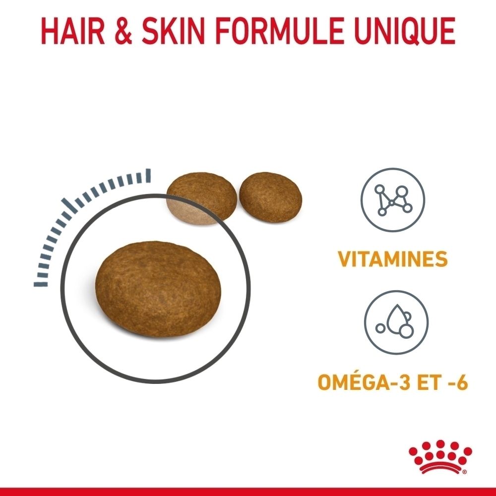 Hondenbrokken met vitaminen en omega-3 en -6 vetzuren.