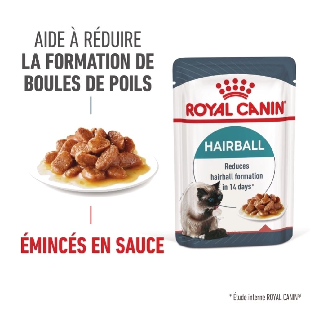 Royal Canin Hairball kattenvoer in saus. Fijne plakjes in saus.