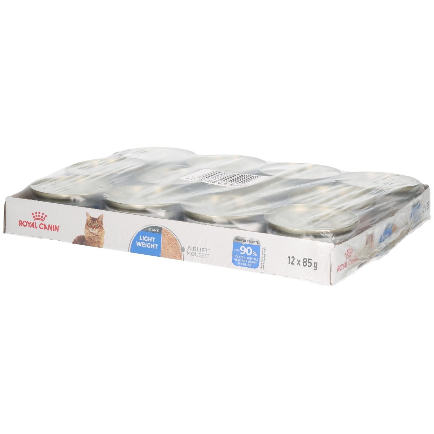 Royal Canin Light Weight Mousse voor katten, verpakking van 12x85g.