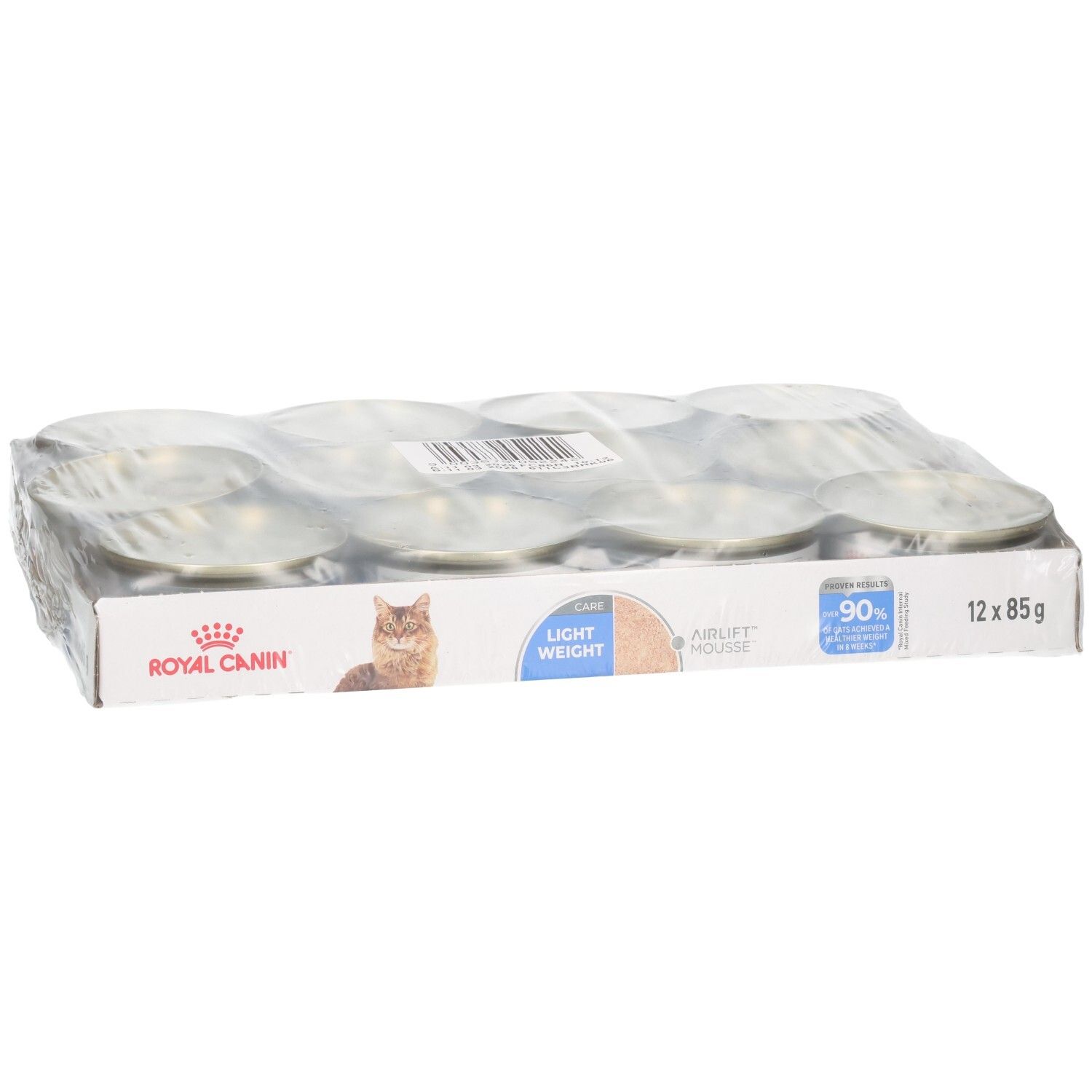 Royal Canin Light Weight Mousse voor katten, verpakking van 12x85g.