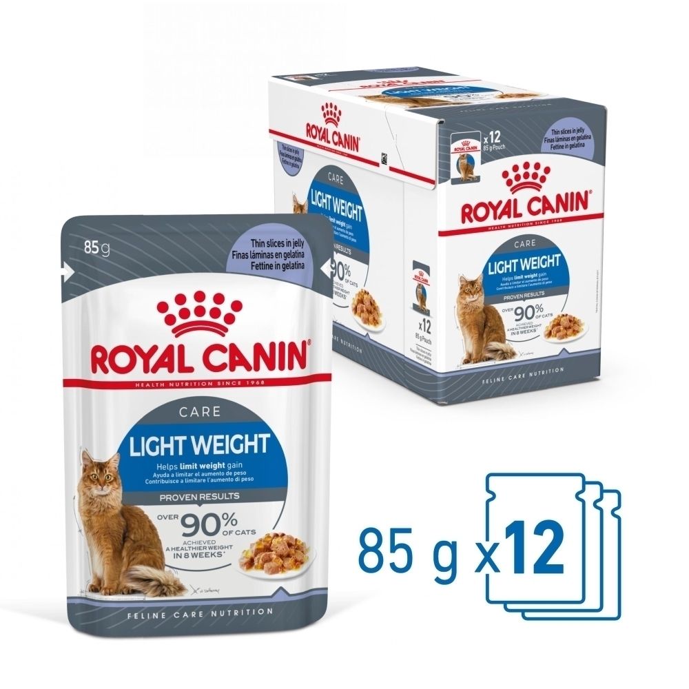 Royal Canin Light Weight kattenvoer zakje en doos, 85g.