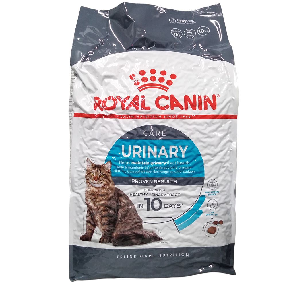 Zak Royal Canin Urinary Care kattenvoer met kat en productinformatie.