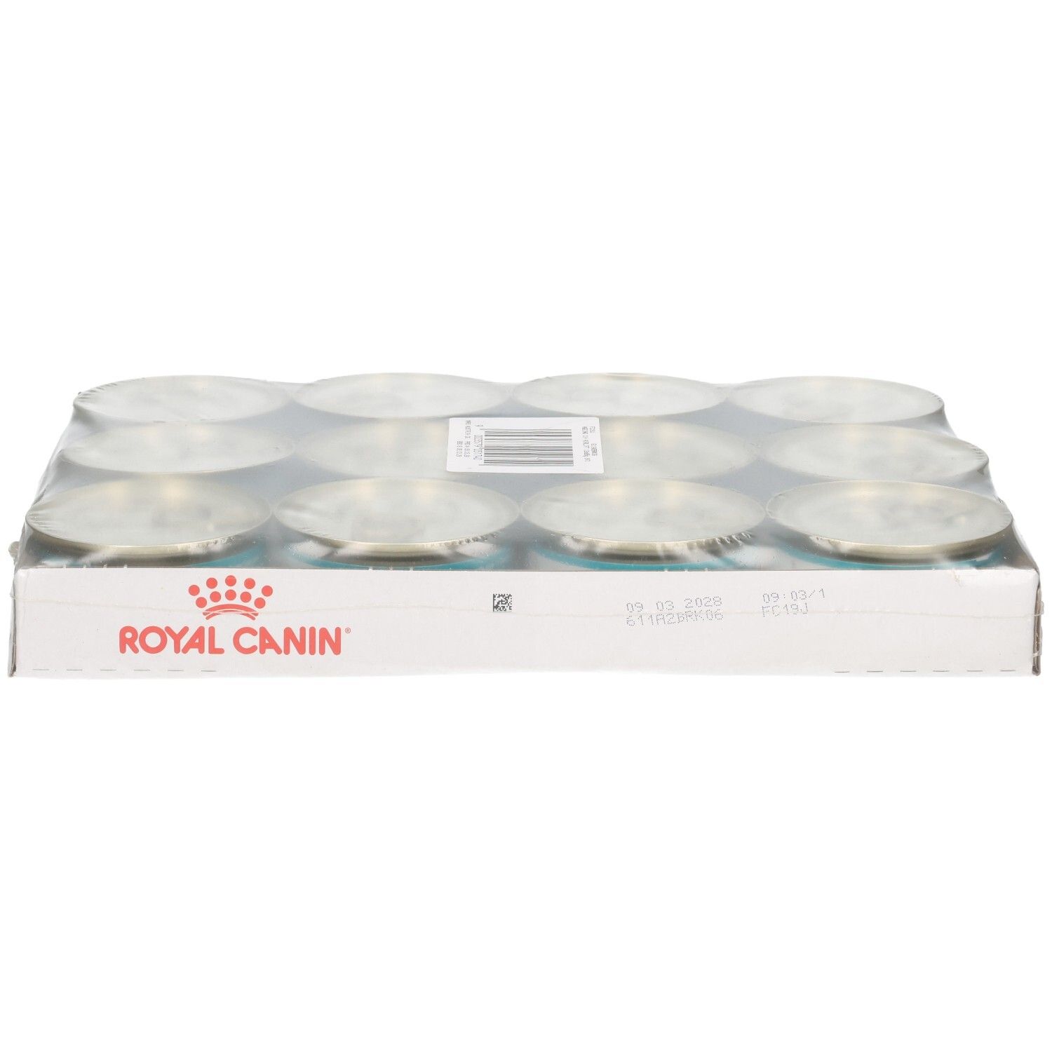 Verpakking van 12 blikjes Royal Canin kattenvoer, 85g per blikje.