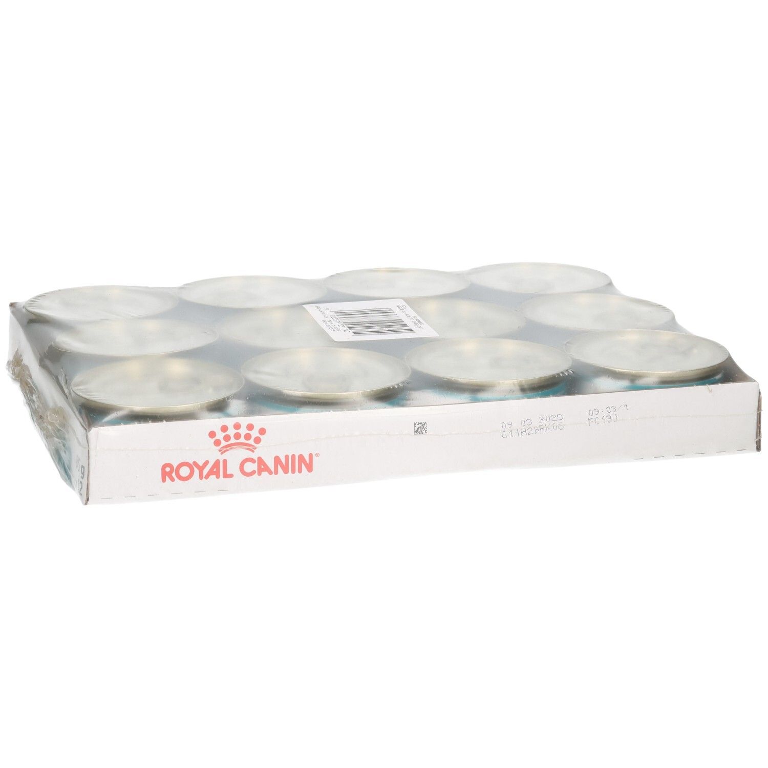 Verpakking van 12 blikjes Royal Canin kattenvoer, 85g per blikje.