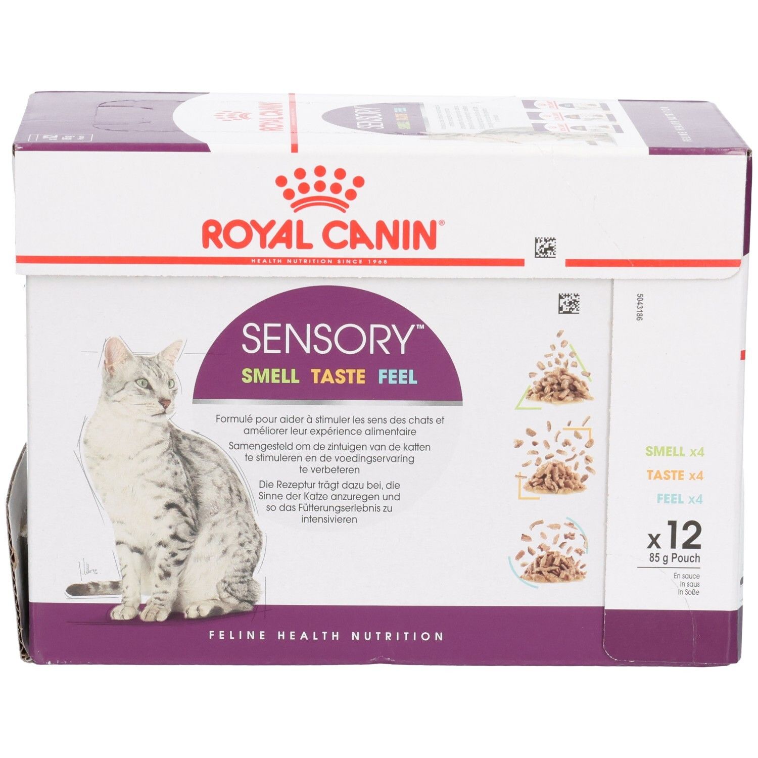 Royal Canin Multipack: 12 sachets de 85g. Feline Health Nutrition. Vue latérale.
