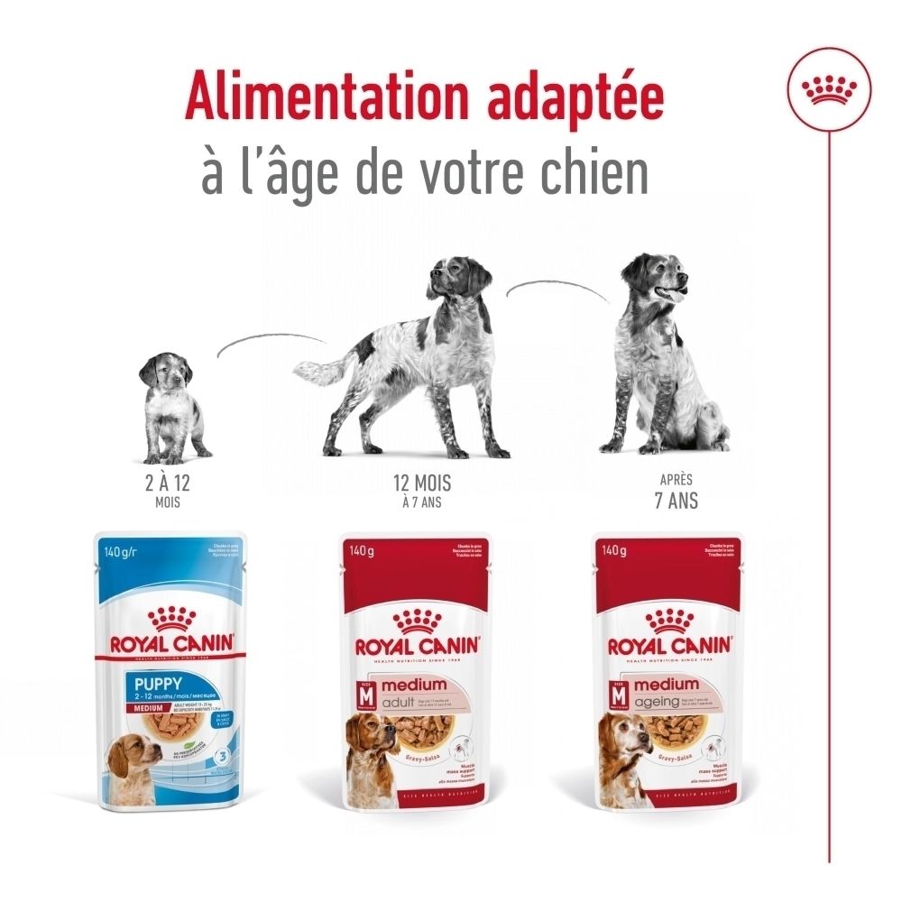 Nourriture Royal Canin pour chiot, sachet de 140g.