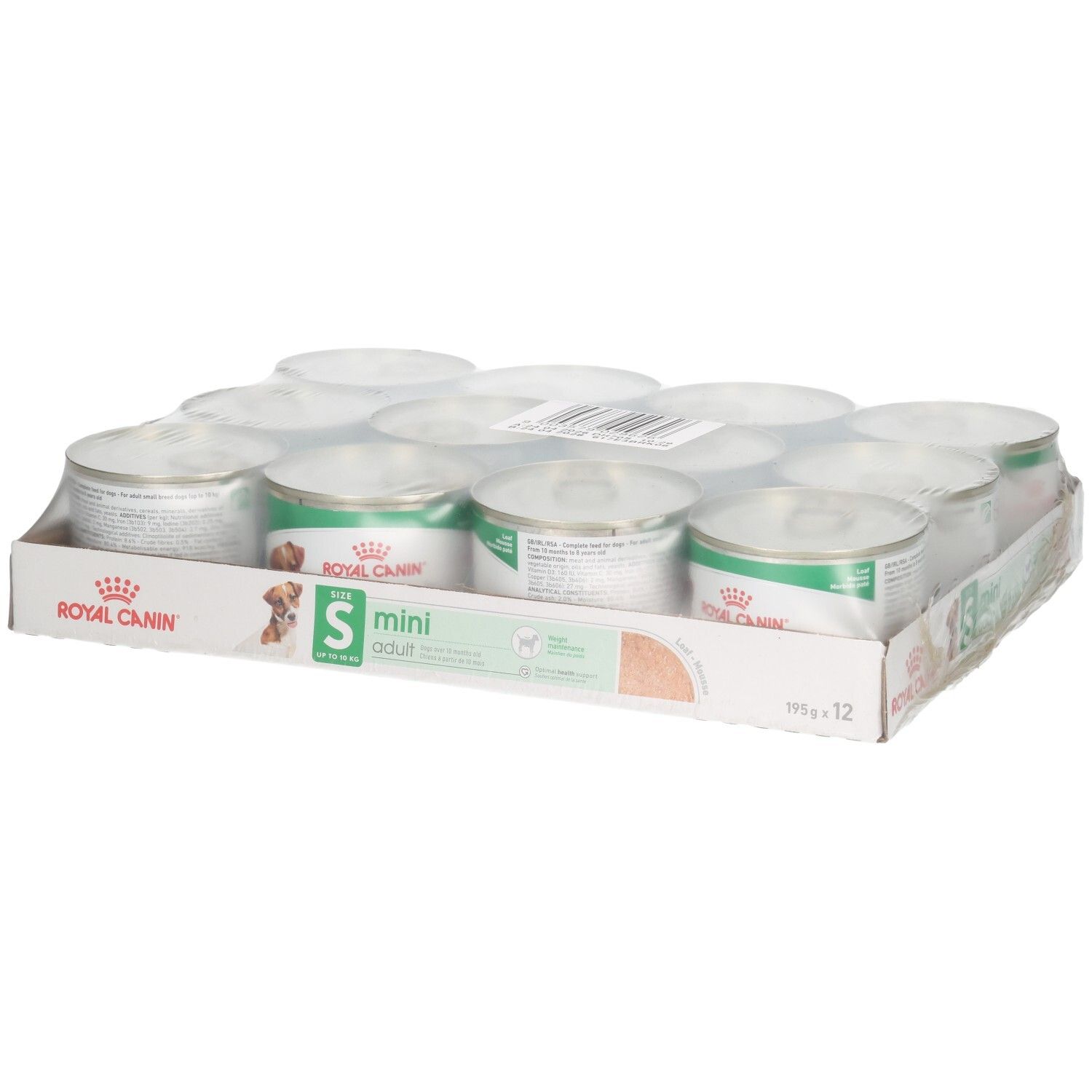 Pack de 12 boîtes Royal Canin SHN MINI ADULT LOAF de 195g.