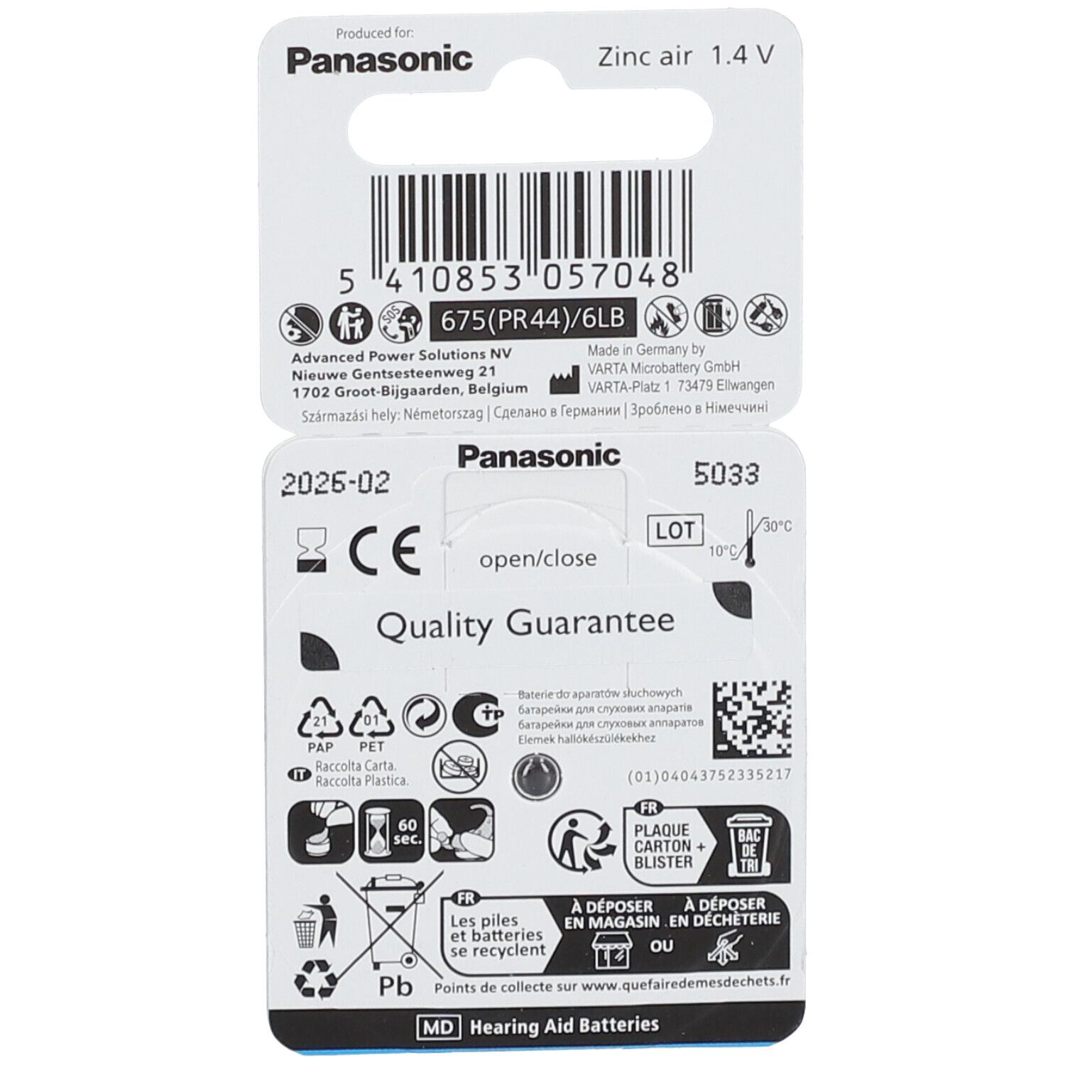Panasonic Batterie Appareil Oreille Bleu Pr 675H