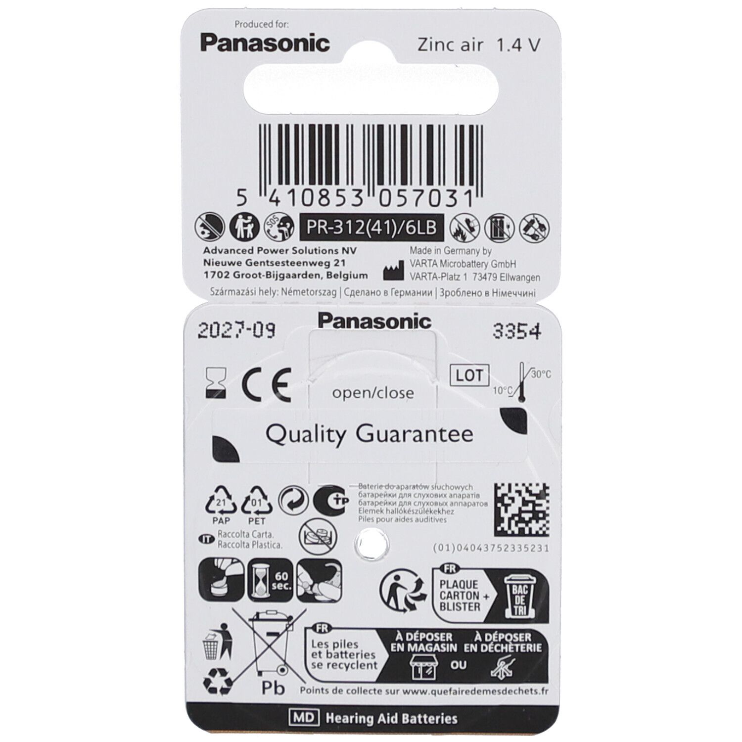 Panasonic Batterij Oorapparaat Bruin Pr 312H