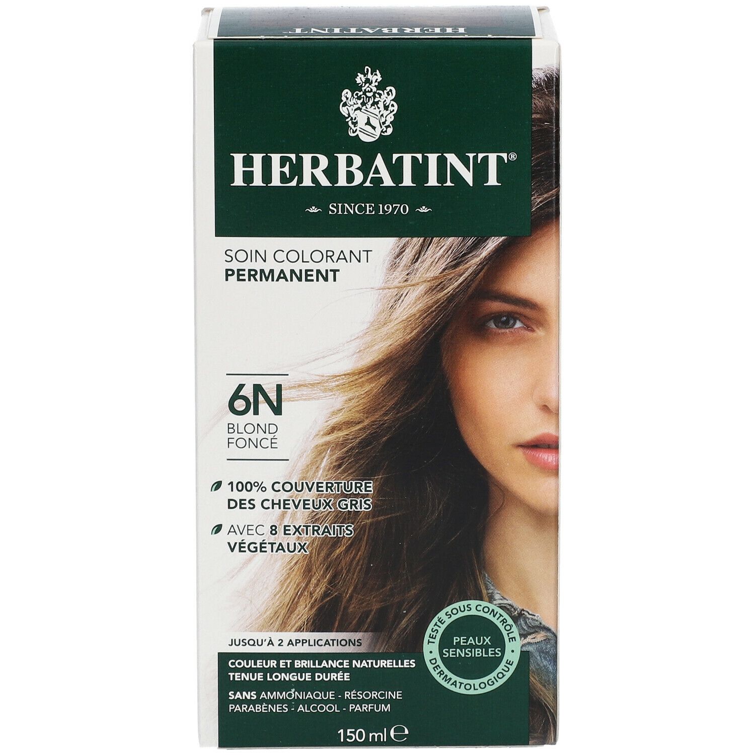 Herbatint 6N Donkerblond –100% Biologische, Permanente Vegan Haarkleuring – met 8 Plantenextracten