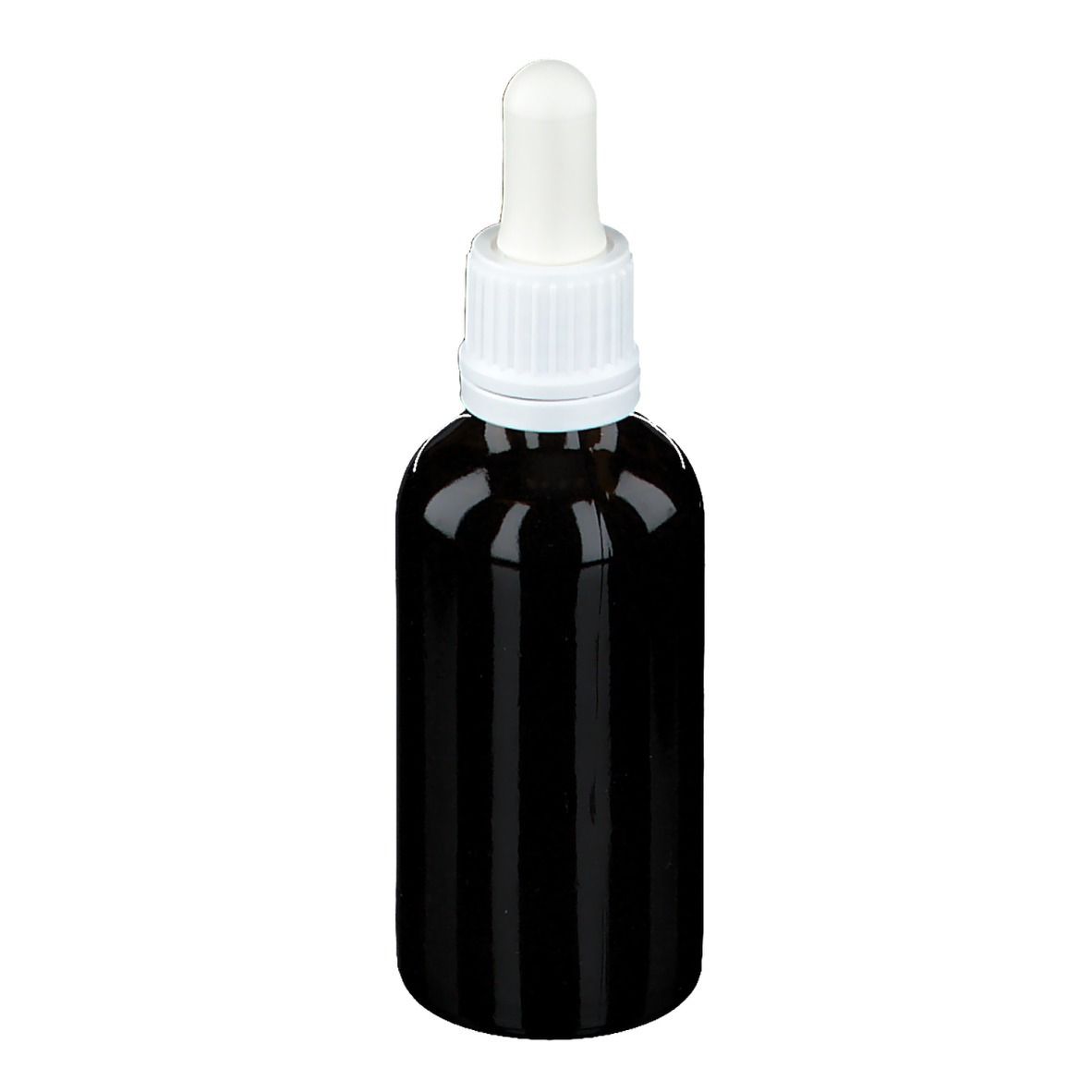 Bruine glazen fles met witte schroefdop en pipet. Etiket met productnaam en ingrediënten. Soria Natural logo.