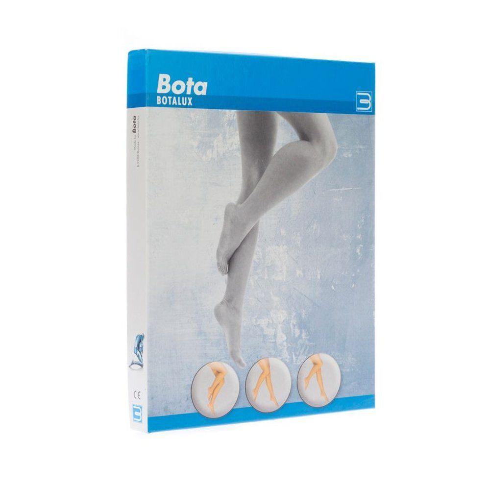 Verpakking van Botalux. Blauwe doos met afbeelding van benen. Drie ronde kleurvlakken.