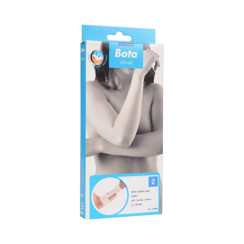 Verpakking met productafbeelding. Opschrift Bota elbow. Productnaam en maat staan vermeld.