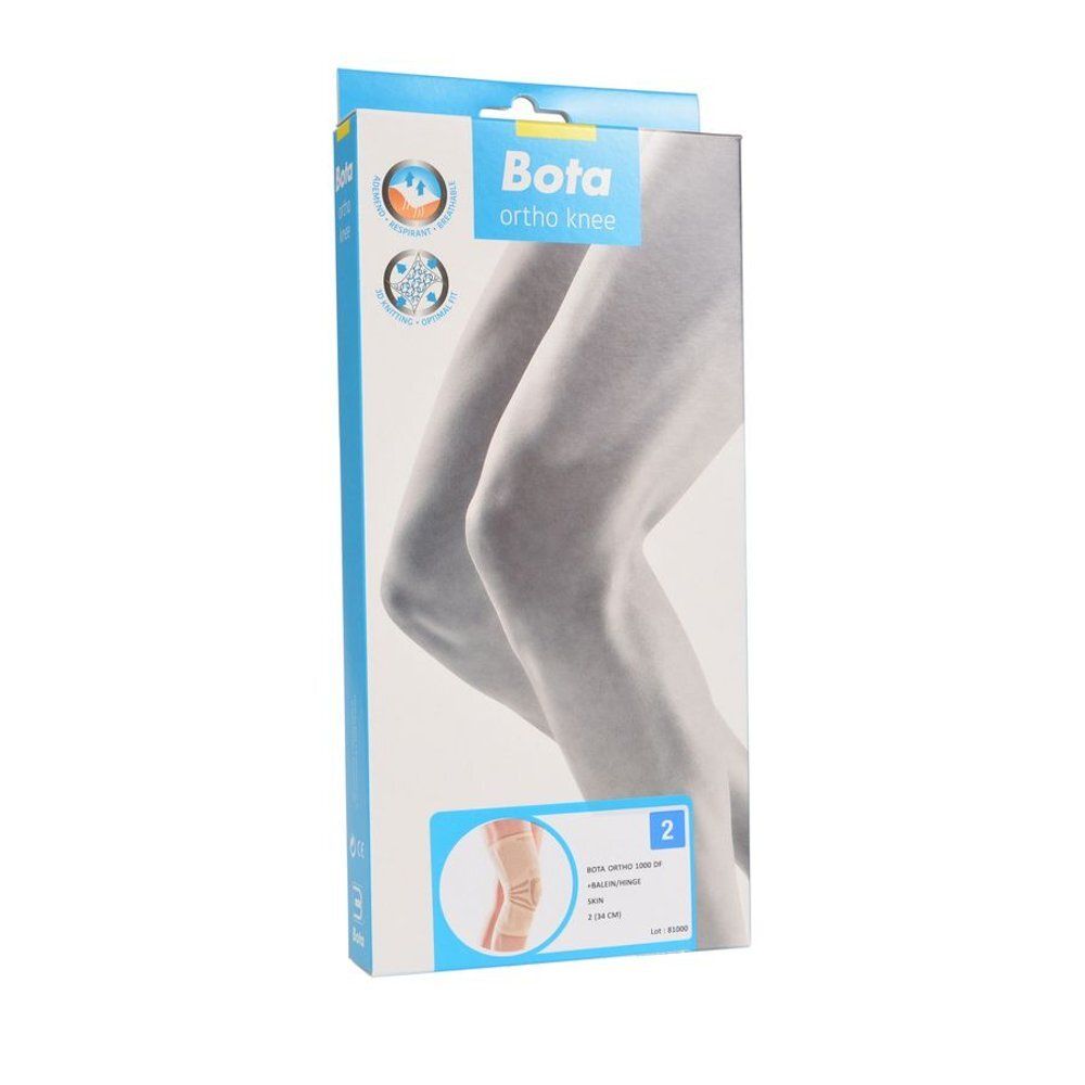 Kniebrace op been. Beige, gebreid. Maat 2. Bota Ortho Knee.