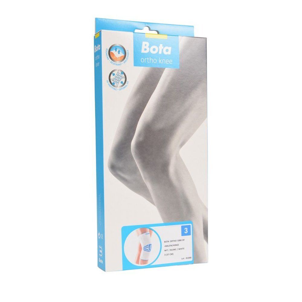 Verpakking Bota Ortho DF 1000 Blanc Taille 3. Lichtblauwe doos met productafbeelding en logo.