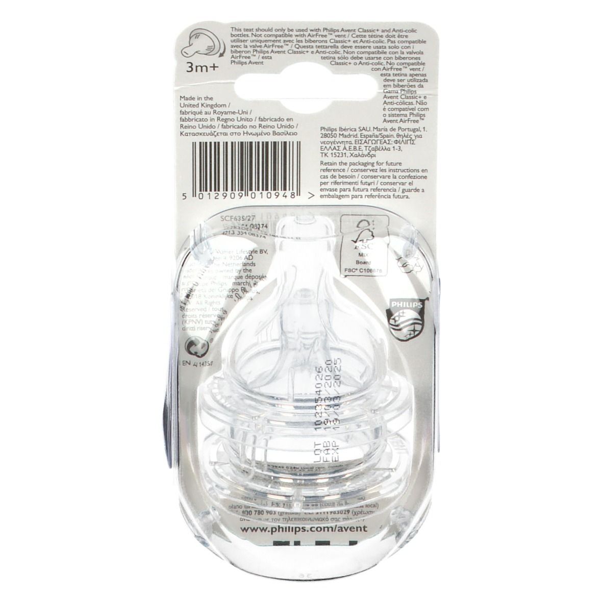 Avent Classic+ Tétine Variable 3 Positions SCF635/27