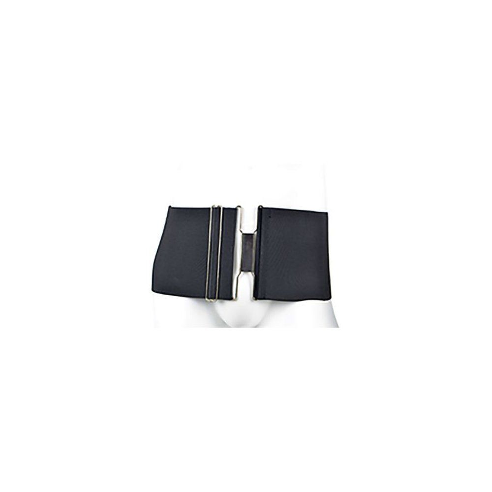 Ceinture lombaire noire, divisée, avec fermeture métallique. 95 cm.
