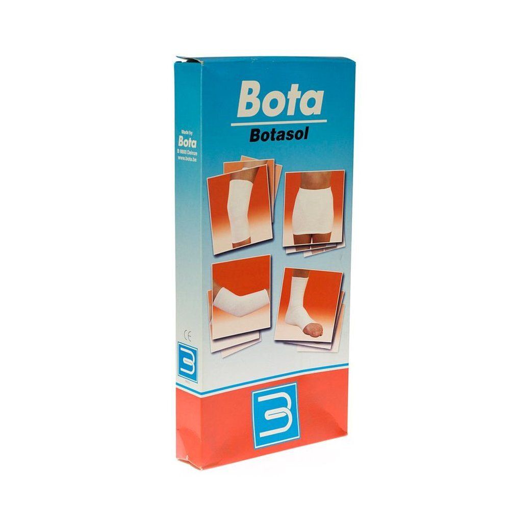 Productverpakking. Merk Bota, model Botasol. Meerdere productillustraties. Blauw-oranje ontwerp.