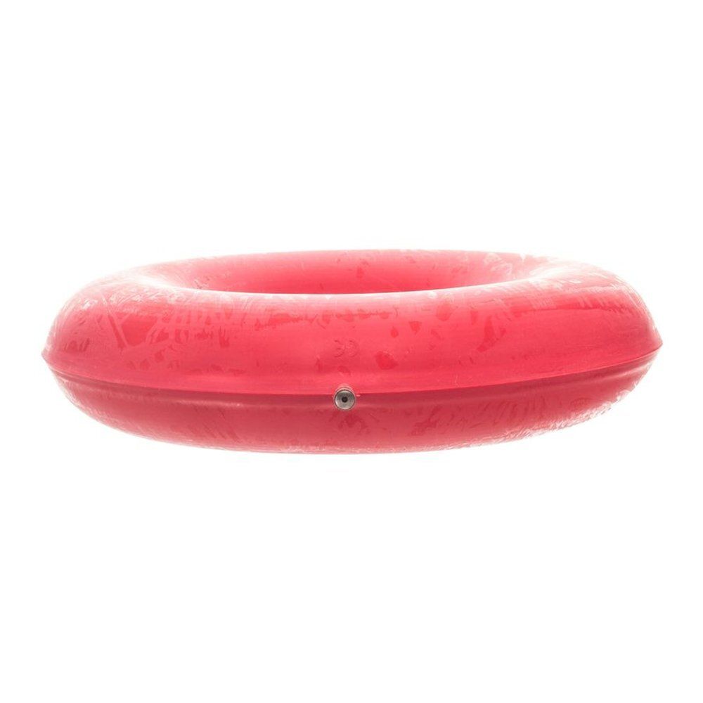 Rode, ringvormige zitring van rubber. Zijaanzicht met ventiel.