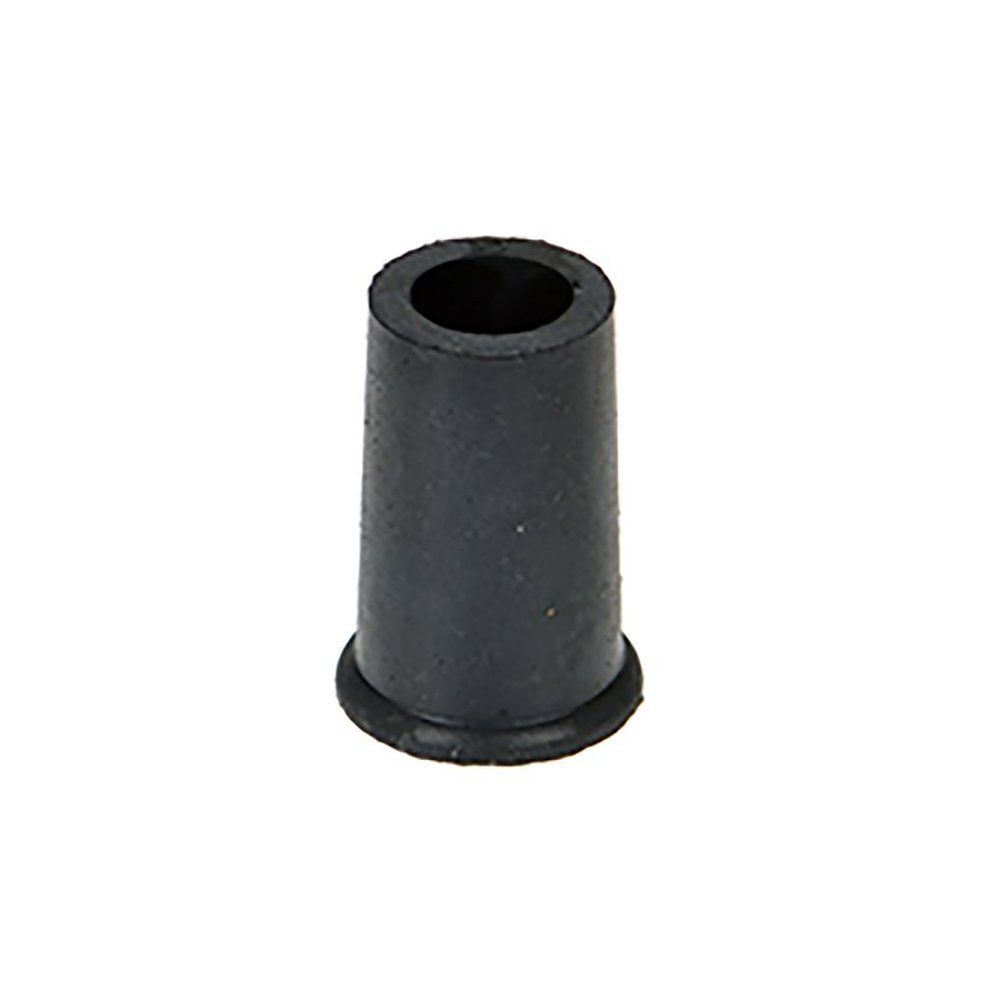 Bouchon en caoutchouc noir. Forme cylindrique avec trou. Diamètre 18mm.