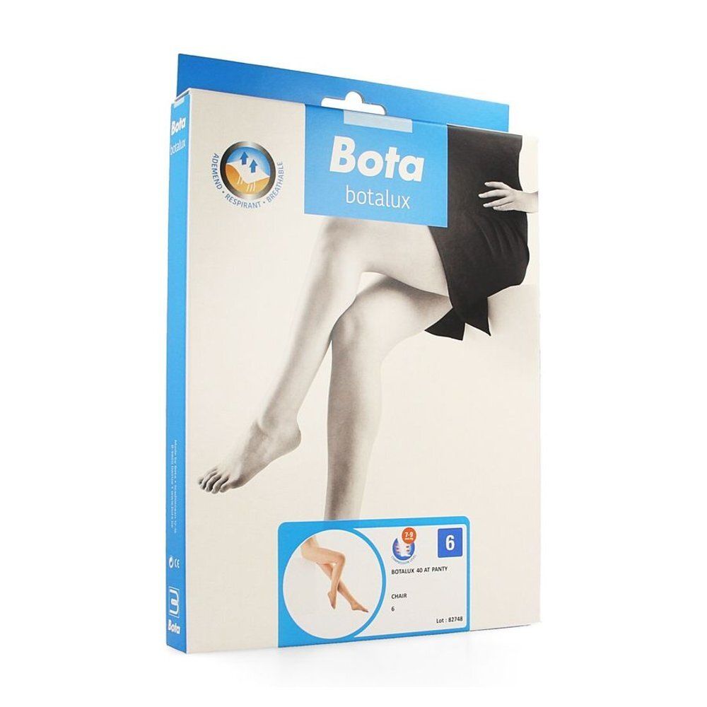 Verpakking Bota Botalux 40 AT Panty. Maat 6. Afbeelding van benen. Logo en productnaam.
