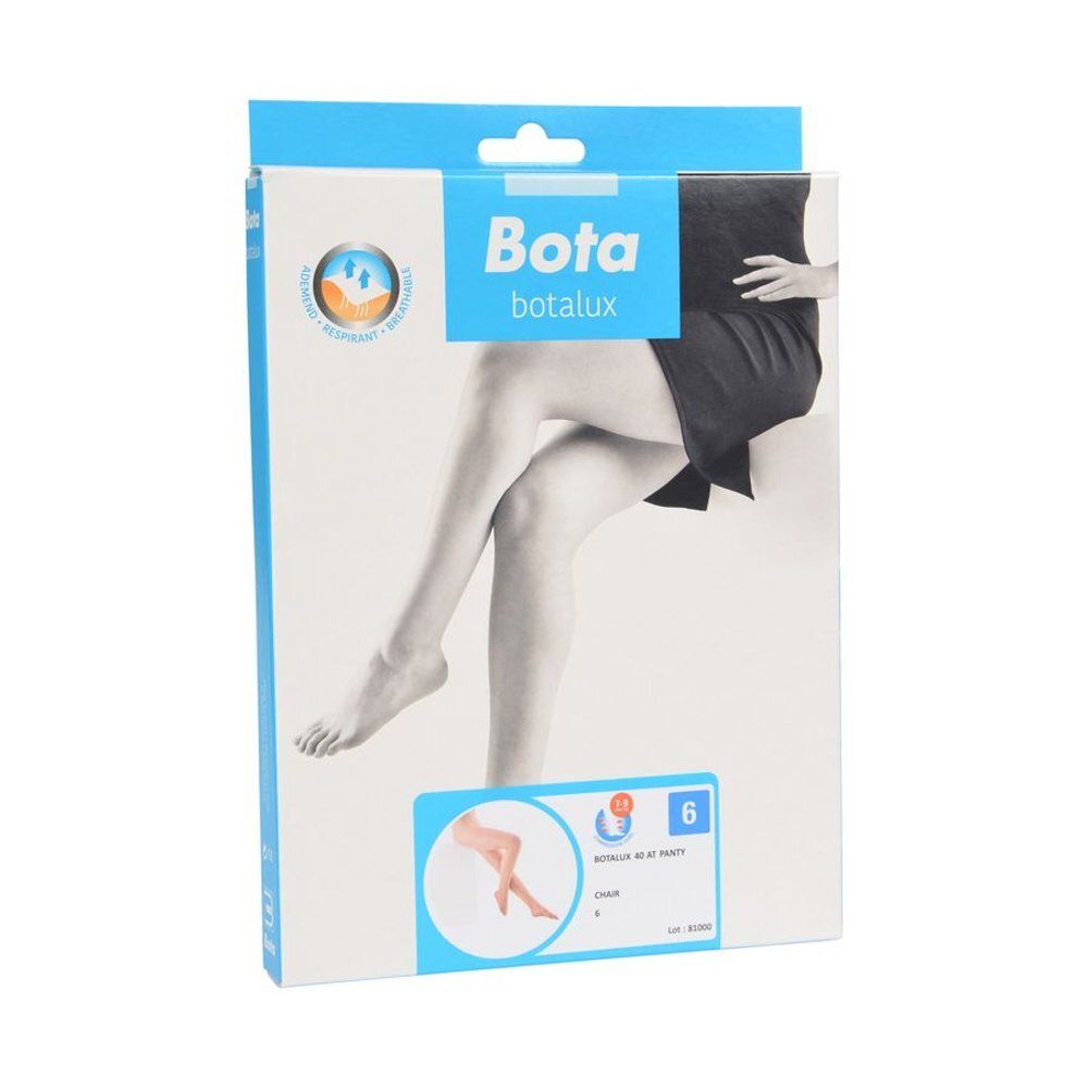 Verpakking Bota Botalux 40 AT Panty. Maat 6. Afbeelding van benen. Logo en productnaam.