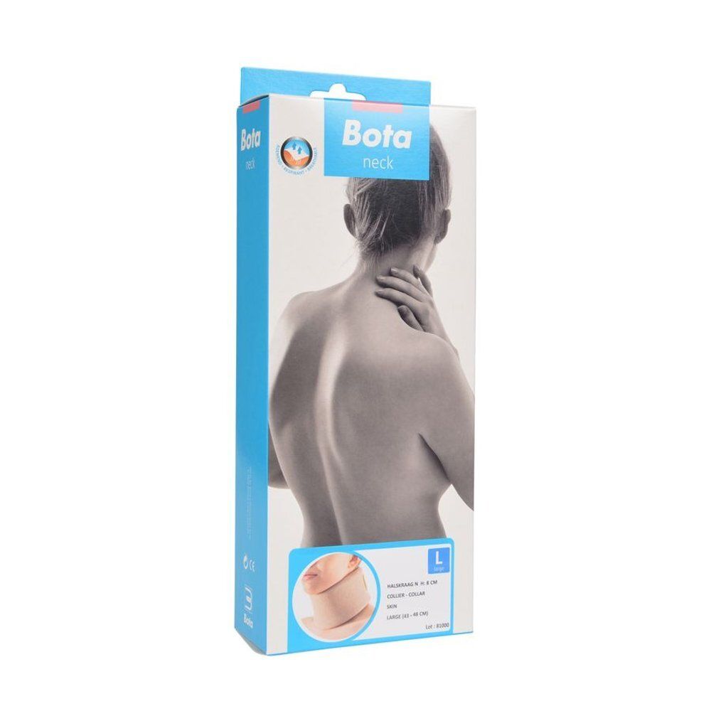 Productverpakking, Bota neck, met afbeelding van persoon met nekkraag. Maat L.