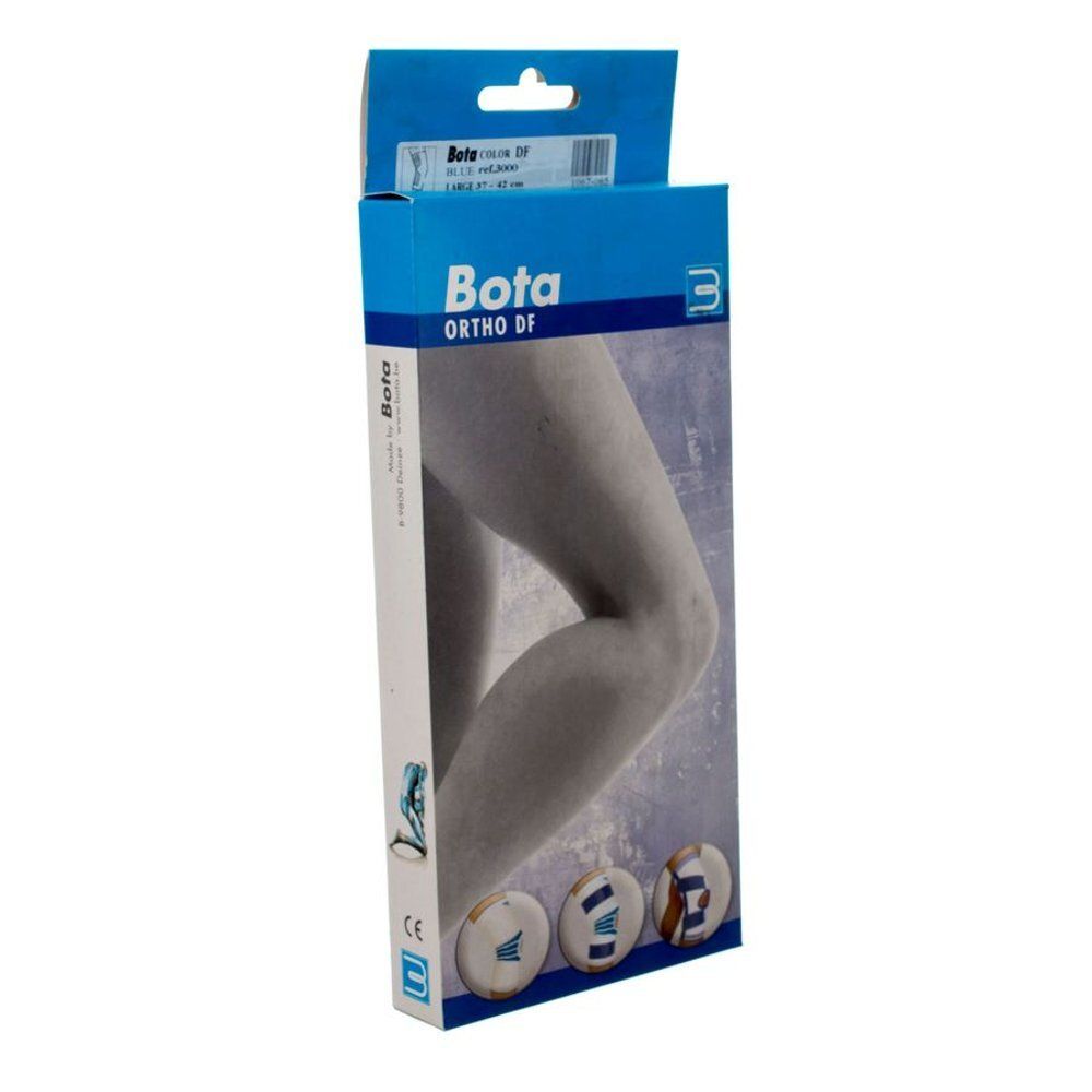 Verpakking Bota Ortho DF. Blauwe doos met beenillustratie. CE-markering en logo.