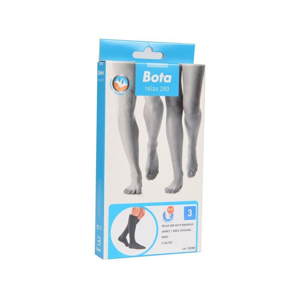 Verpakking van Bota Relax 280. Blauwe en witte doos met productafbeelding en merklogo.