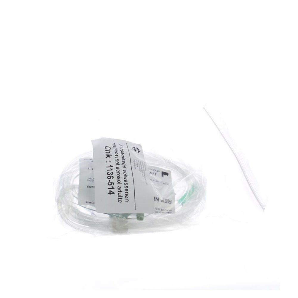 Ensemble d'aérosol pour adultes, emballé. Comprend des tubes et une étiquette avec des informations sur le produit. Cnk: 1136-514.