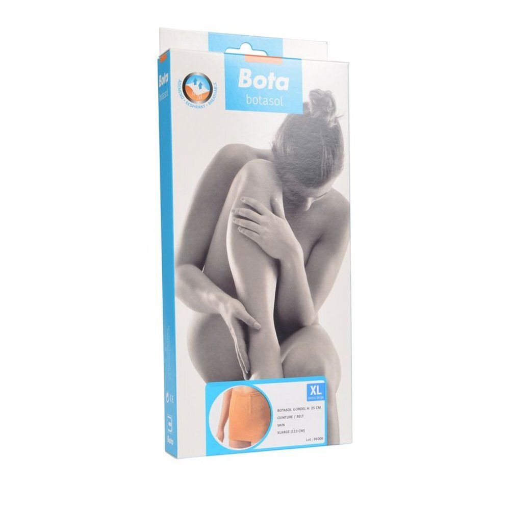 Verpakking Botasol Ceinture Skin Extra Large. Vrouw op de verpakking. Productillustratie.
