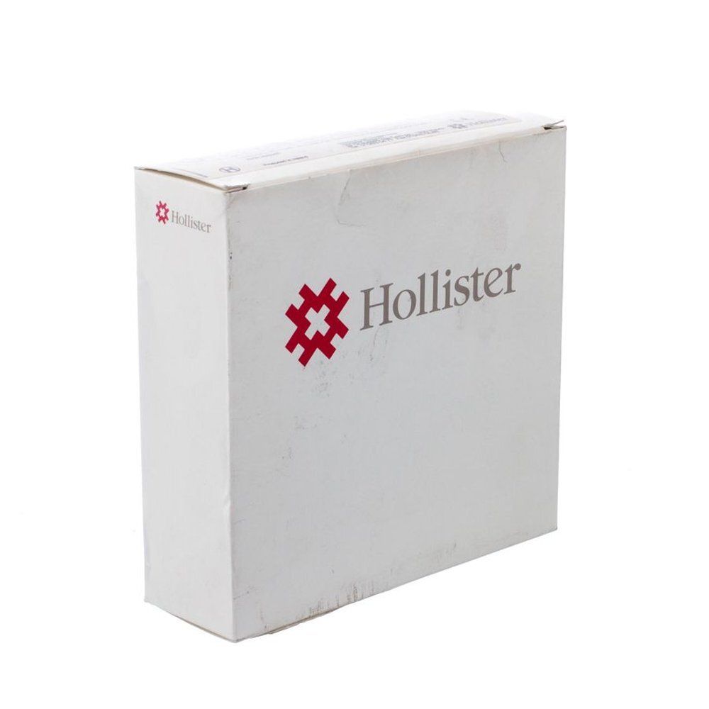 Witte kartonnen doos met rood logo en tekst Hollister. Vierkante vorm.