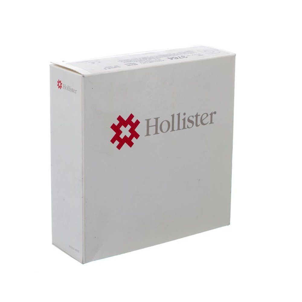 Witte doos met rood logo en tekst Hollister. Schuine weergave.