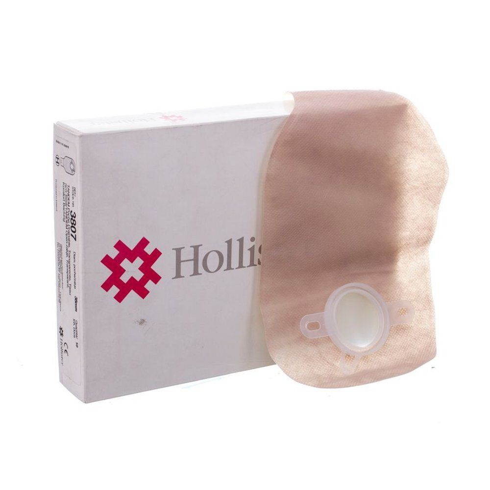 Poche et emballage. Poche transparente avec fermeture blanche. Emballage avec logo et numéro de produit.