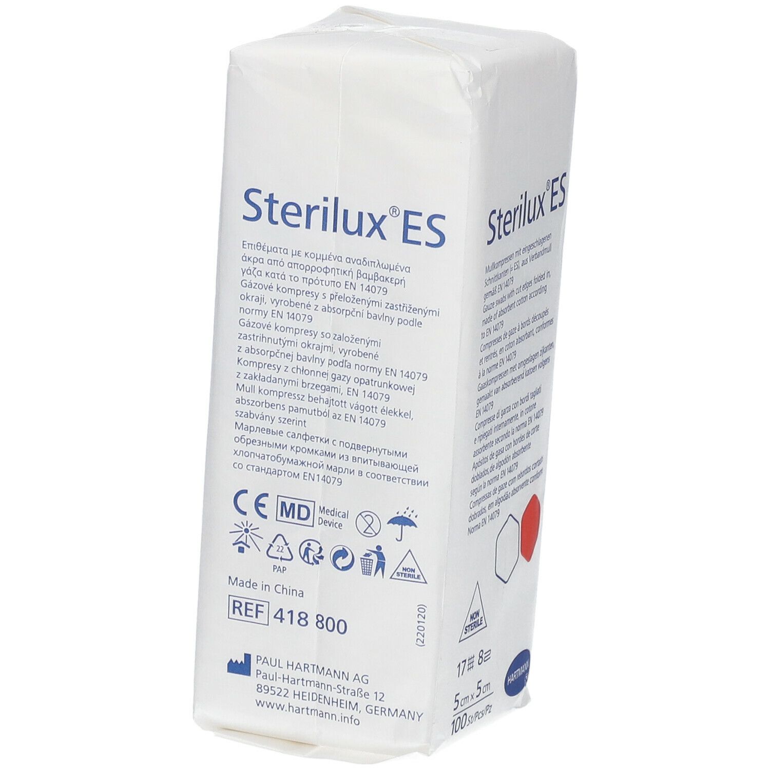 Hartmann Sterilux ES Compresse 8 Plis 5 x 5cm 418800