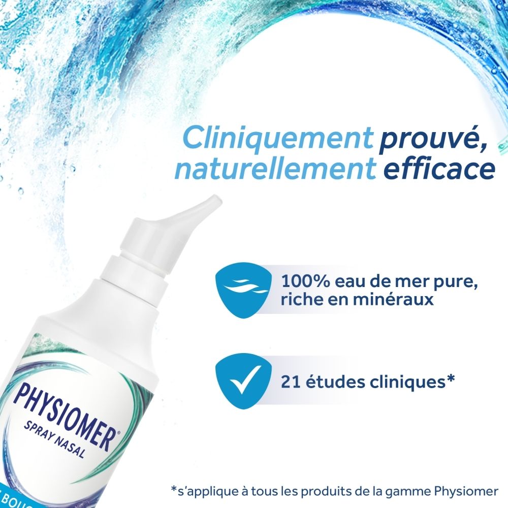 Flacon de spray nasal Physiomer Normal Jet, 135ml, solution d'eau de mer isotonique.