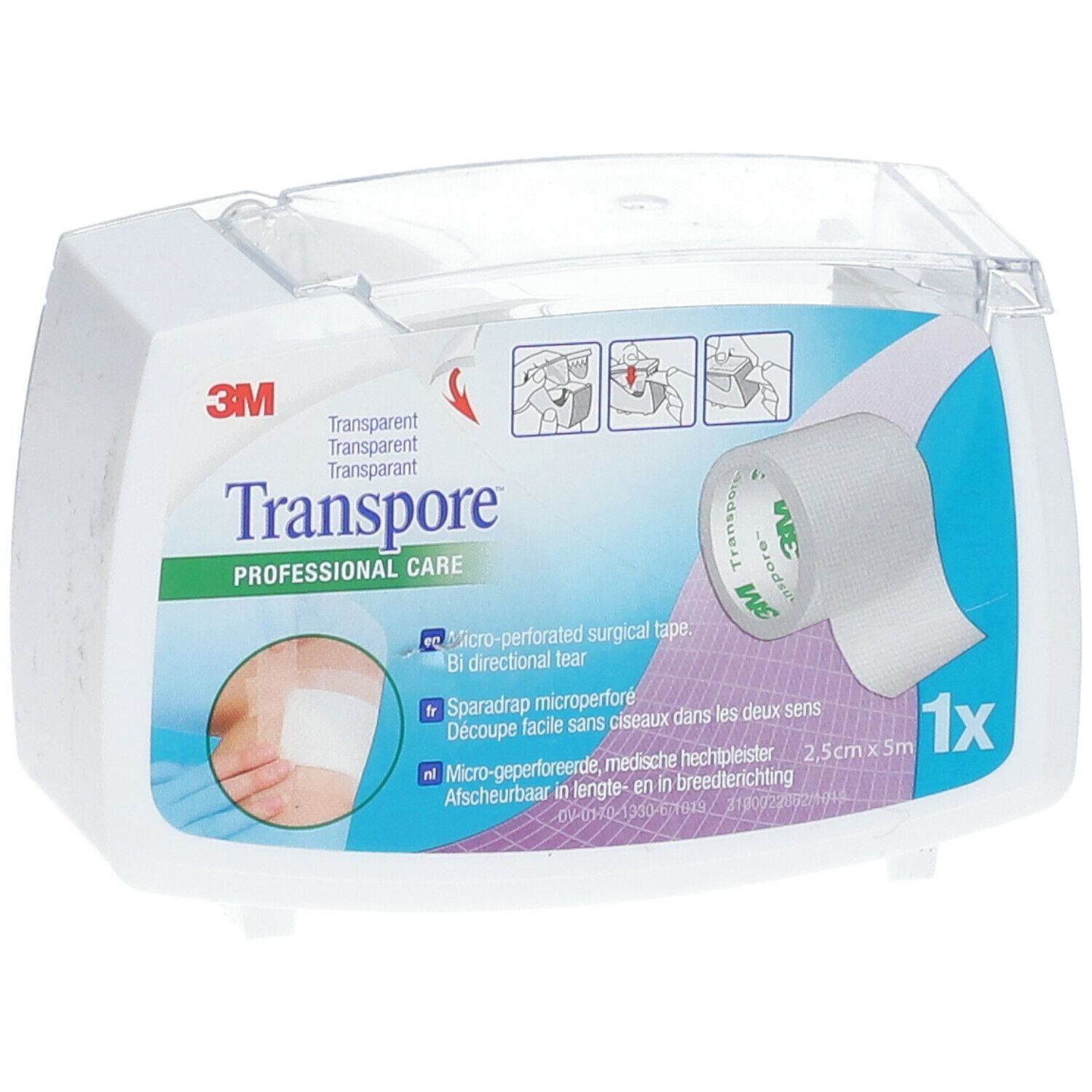 3M Transpore Sparadrap Chirurgical Dévidoir 2,5cm x 5m 1527-1/D