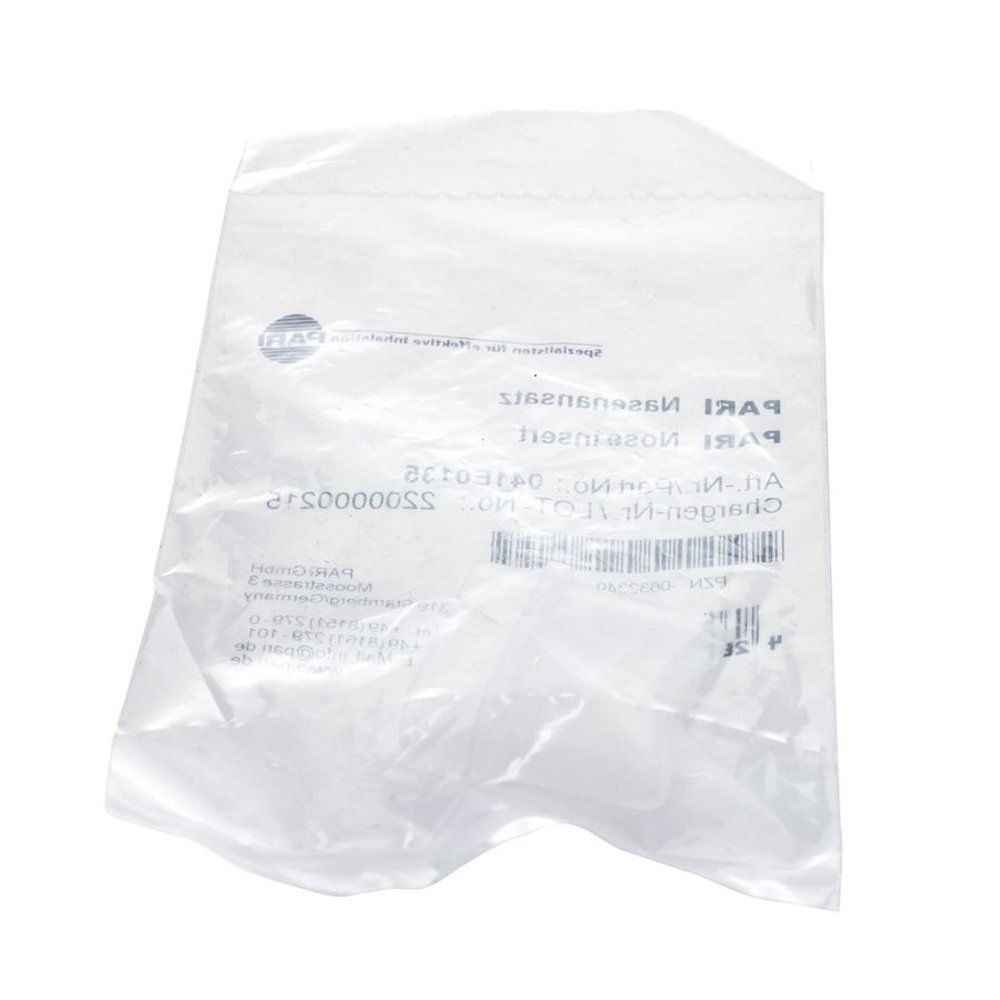 Transparante plastic zak met productinformatie en barcode. Het PARI-logo is linksboven zichtbaar.