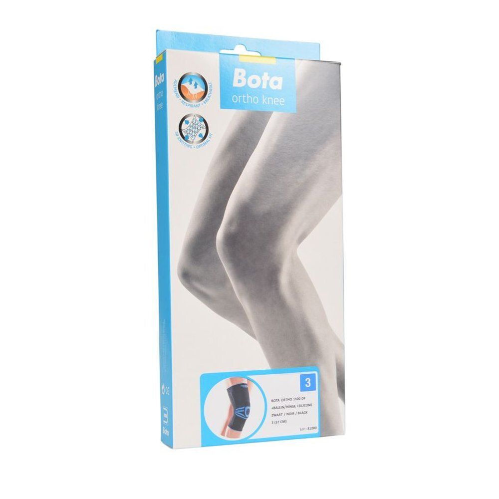 Verpakking van de Bota Ortho Knie kniebrace. Doos met productafbeelding en logo. Maat 3.