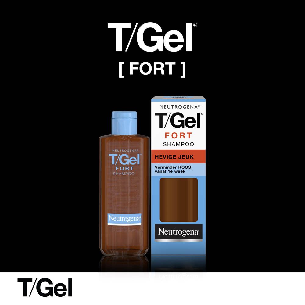 Verpakking en fles NEUTROGENA® T/Gel® FORT shampoo.