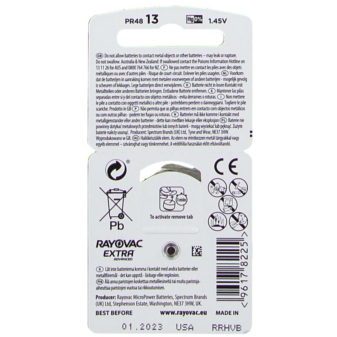 Varta Zink Lucht Top V13at