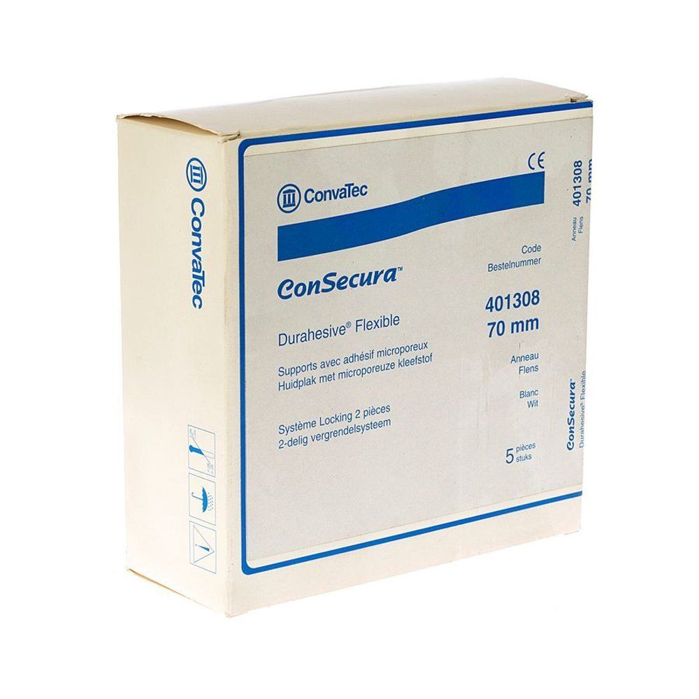 Boîte de ConSecura Durahesive Flexible. Contient 5 pièces. Taille 70 mm. Marquage CE. Code produit 401308.
