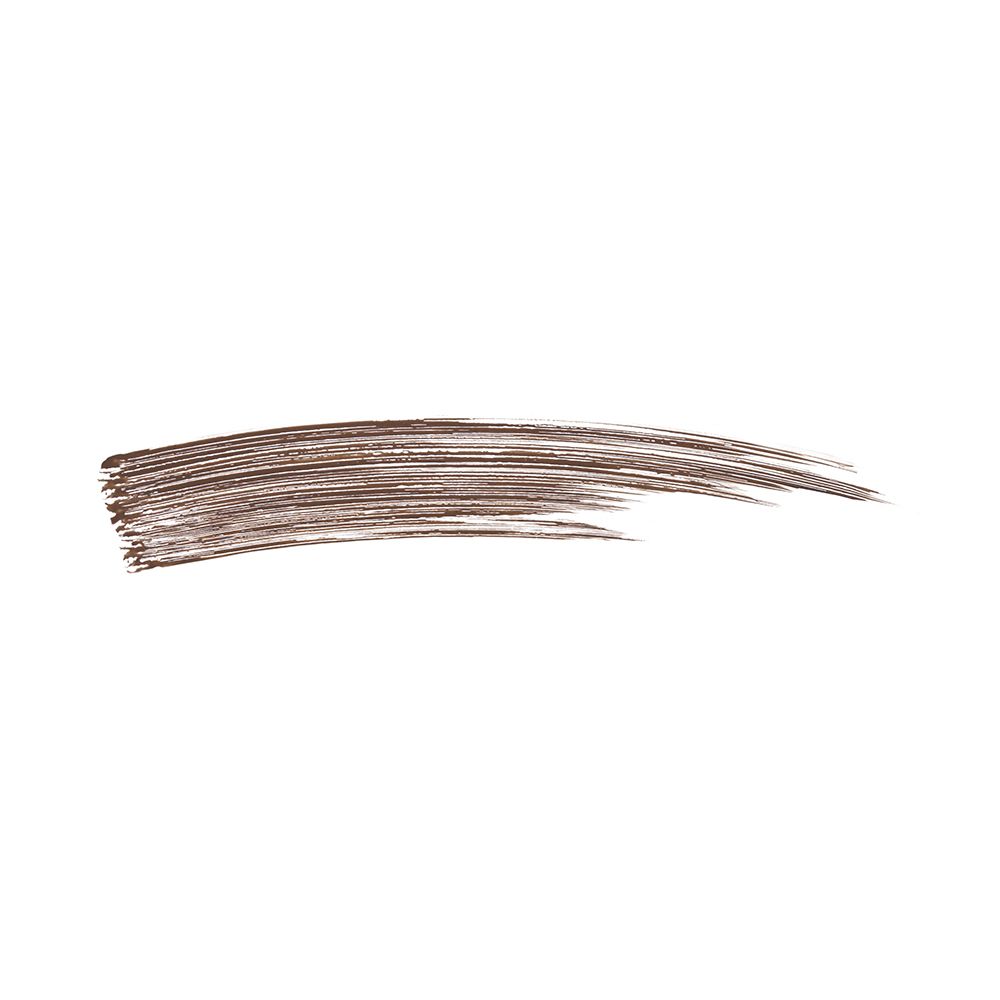 Bruine mascara-streep op witte achtergrond. Toont de kleur van het product.