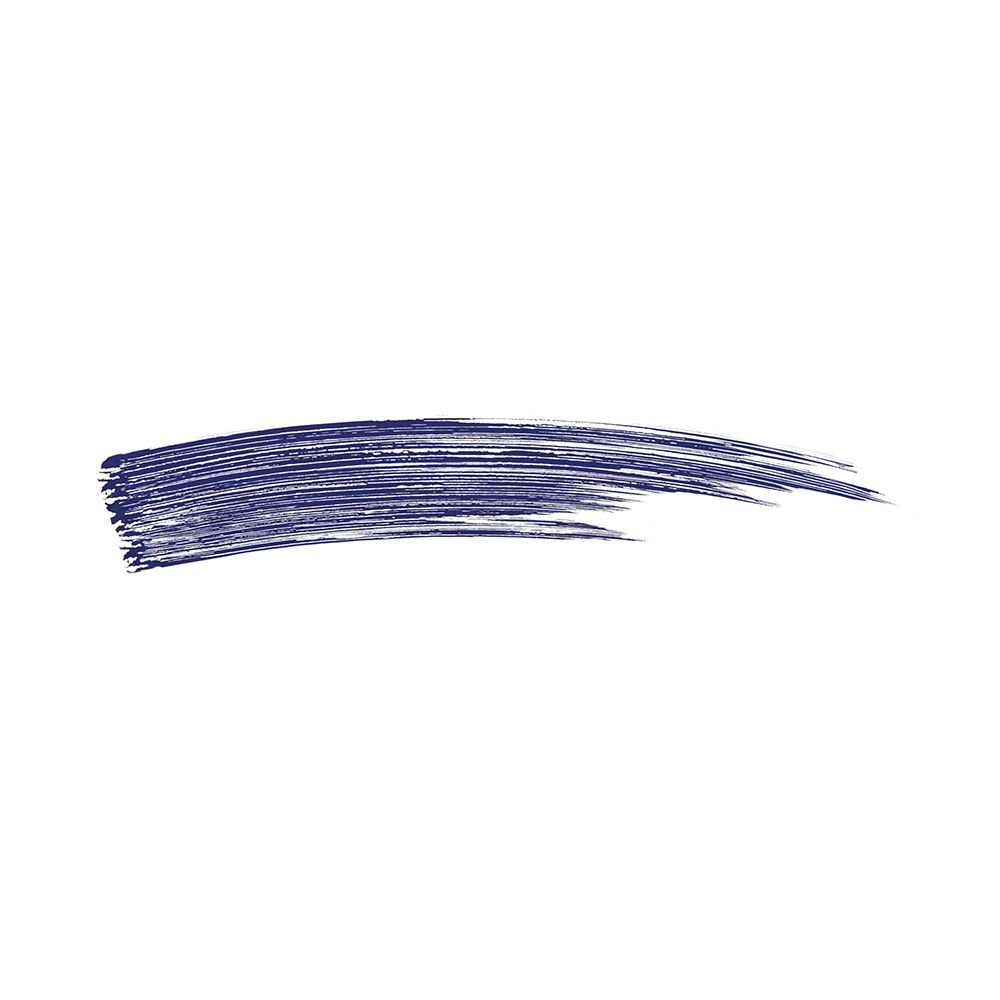 Blauwe mascara streep op witte achtergrond. Textuur zichtbaar.